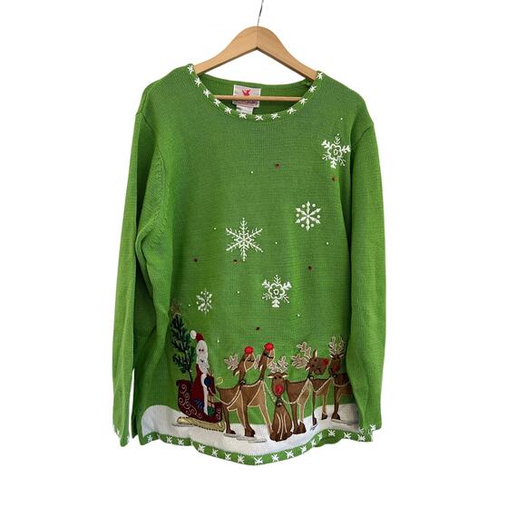 NWT Quacker Factory Santa's Reindeer Light Up Christmas Sweater Womens 2X TESTED - Picture 2 of 16